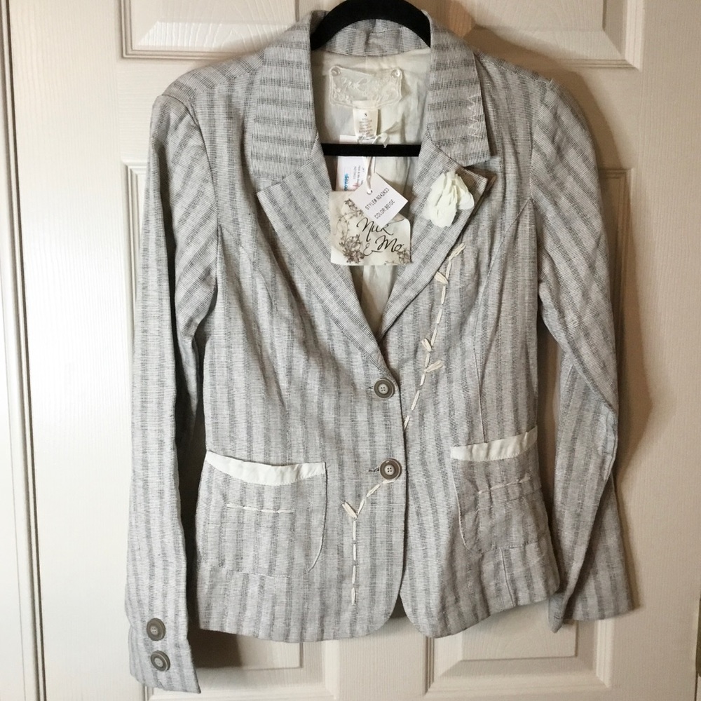 Nick & Mo NWT Beige Boho Embroidered Jacket - S